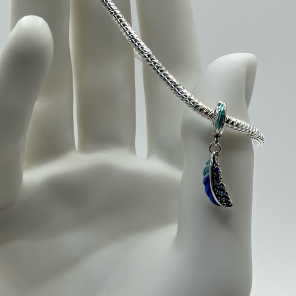 Genuine 925 Sterling Silver Enameled Feather Charm - Picture 6 of 8